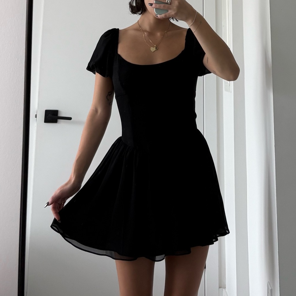 Sunday Best Black Drop Waist Chiffon Dress